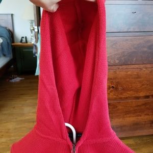 Ralph Lauren Red knitted zipper sweater with hood